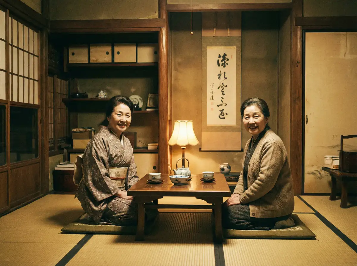 两位优雅的 和搜子在一起同居2完整版BH 在日式茶室中品茶交谈